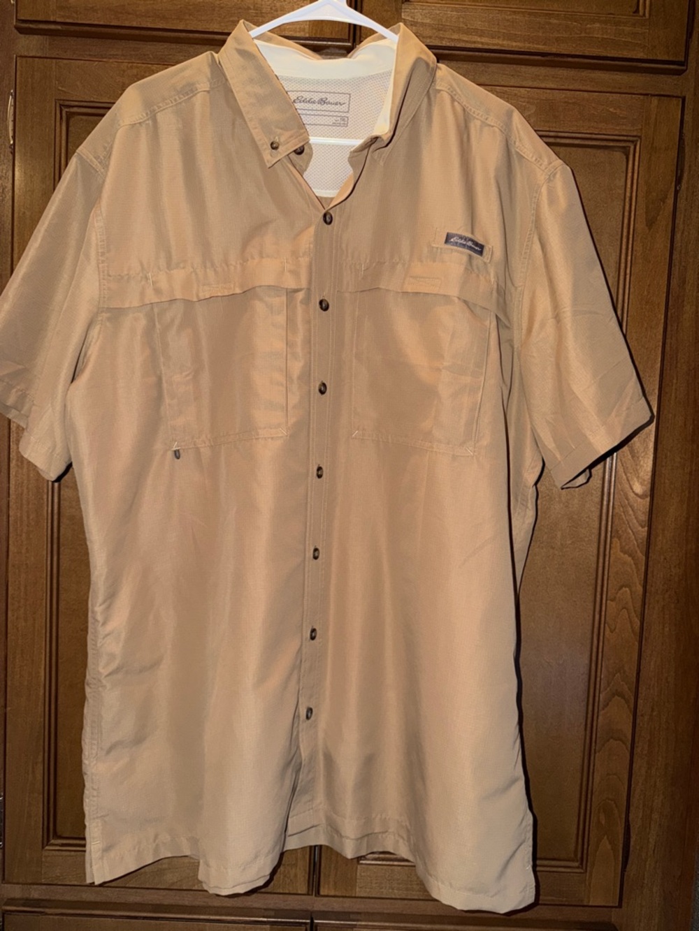 Eddie Bauer Short-Sleeve Button-Up Shirt - Beige/Tan